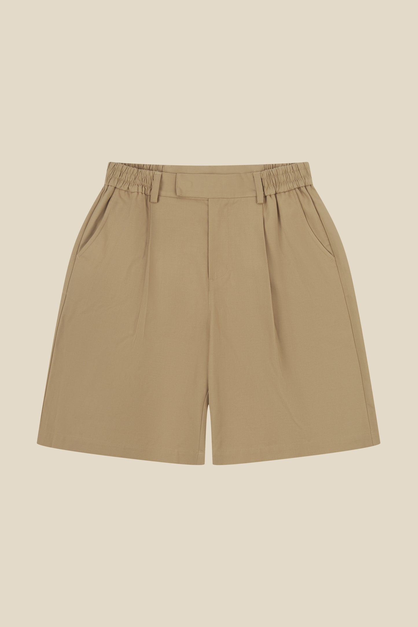 WIDE PLEATED SHORTS - CAMEL