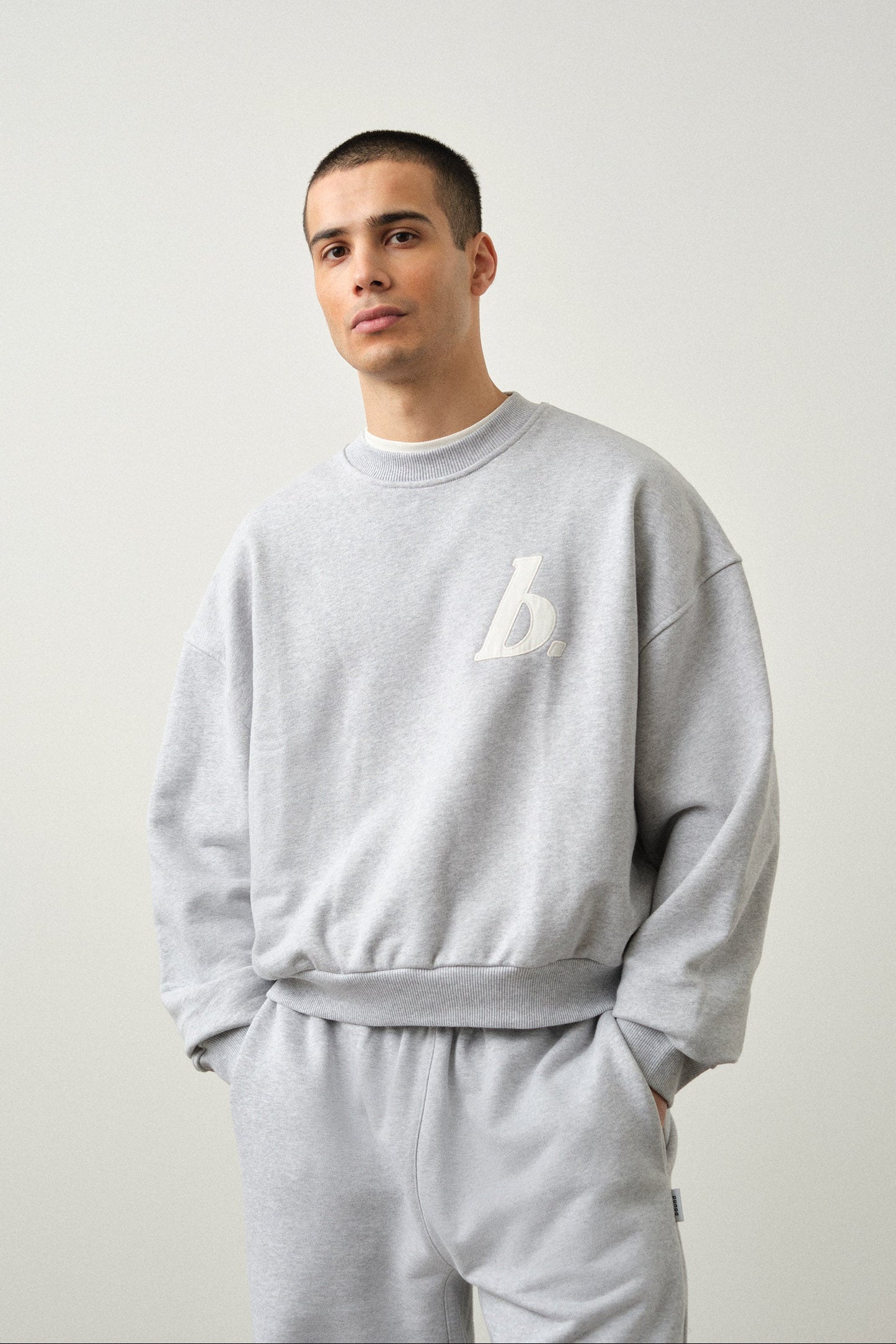 STAMP SWEATER - GREY MARL