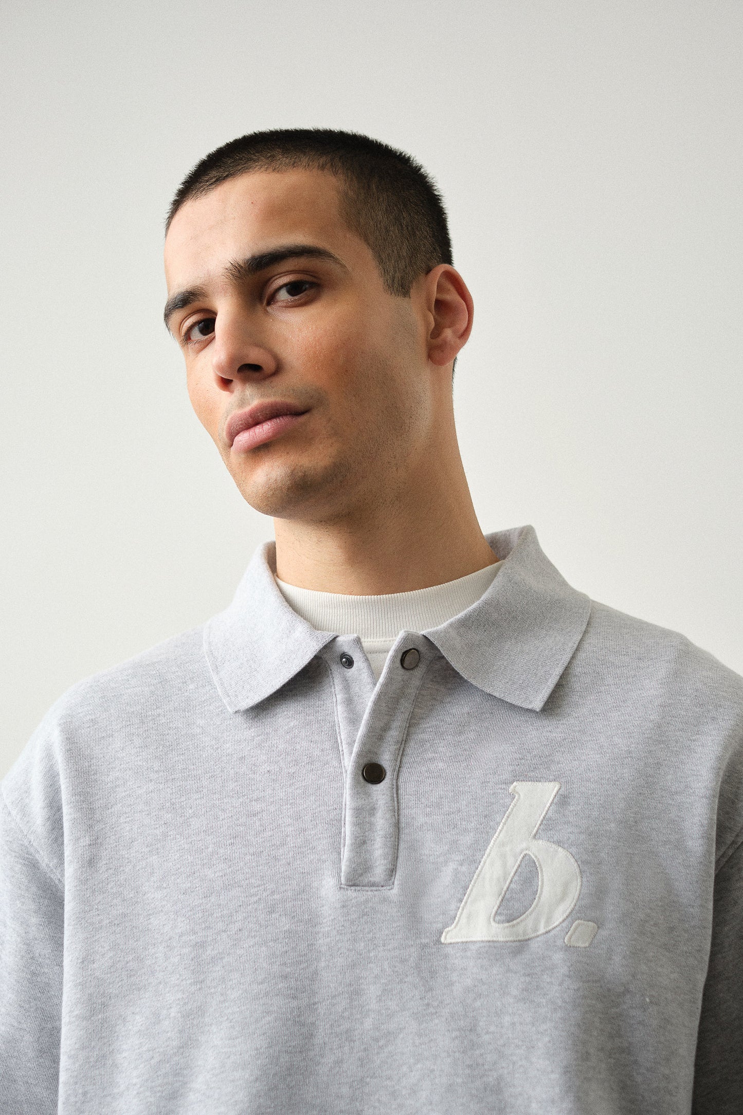 STAMP POLO SWEAT - GREY MARL