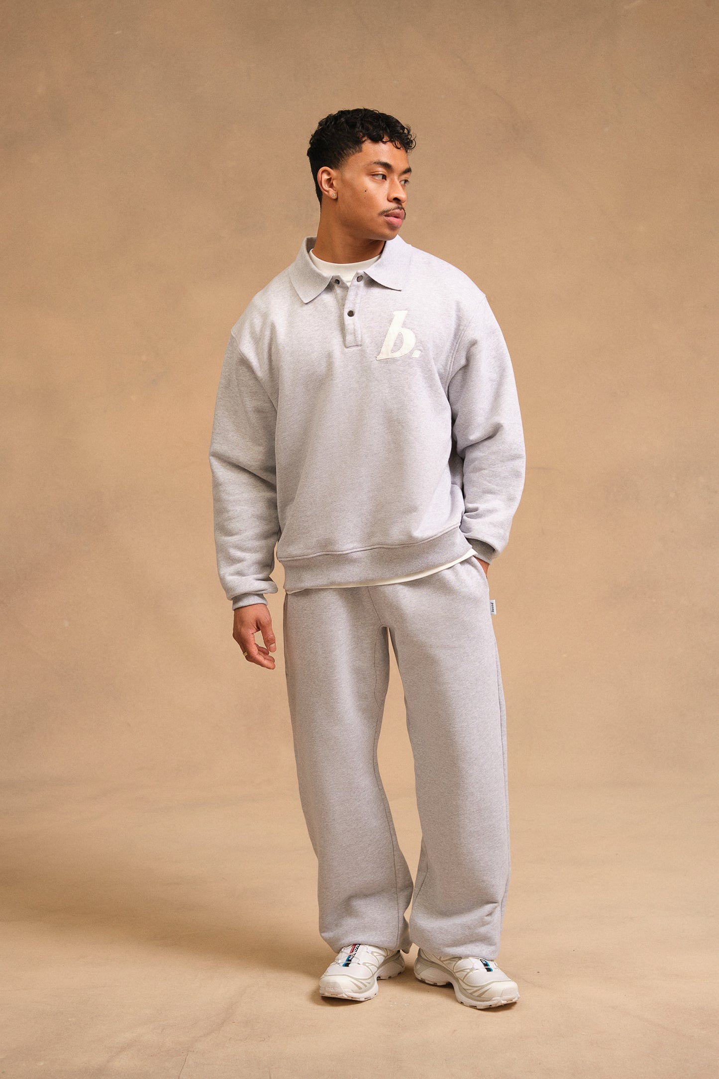 STAMP POLO SWEAT - GREY MARL