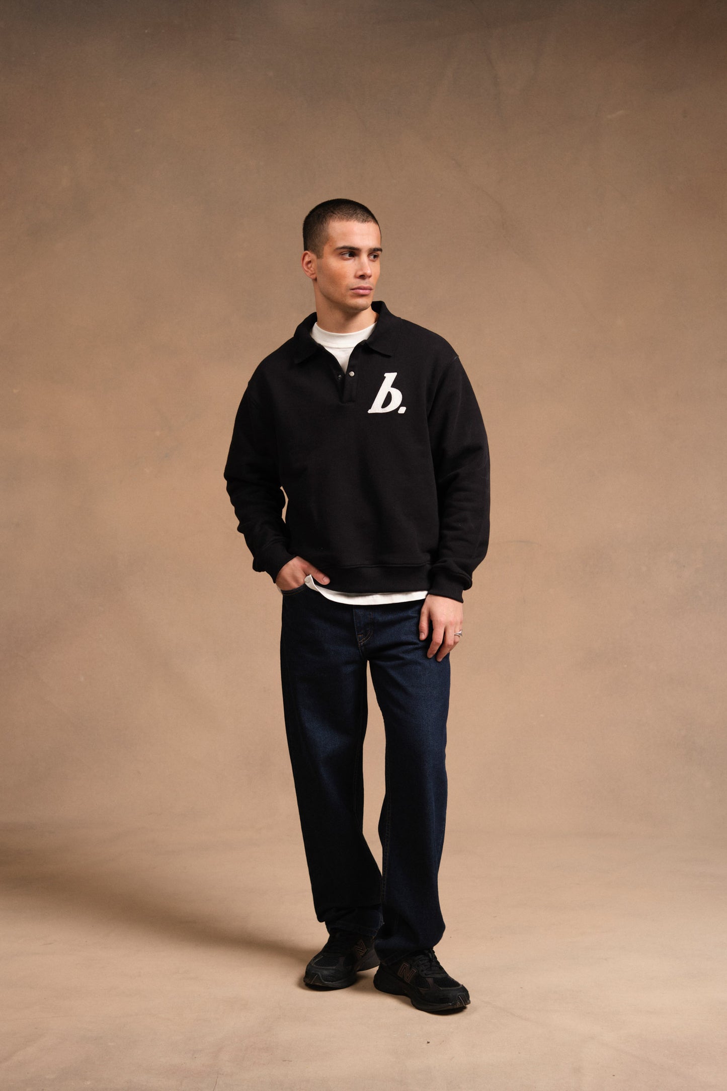 STAMP POLO SWEAT - BLACK