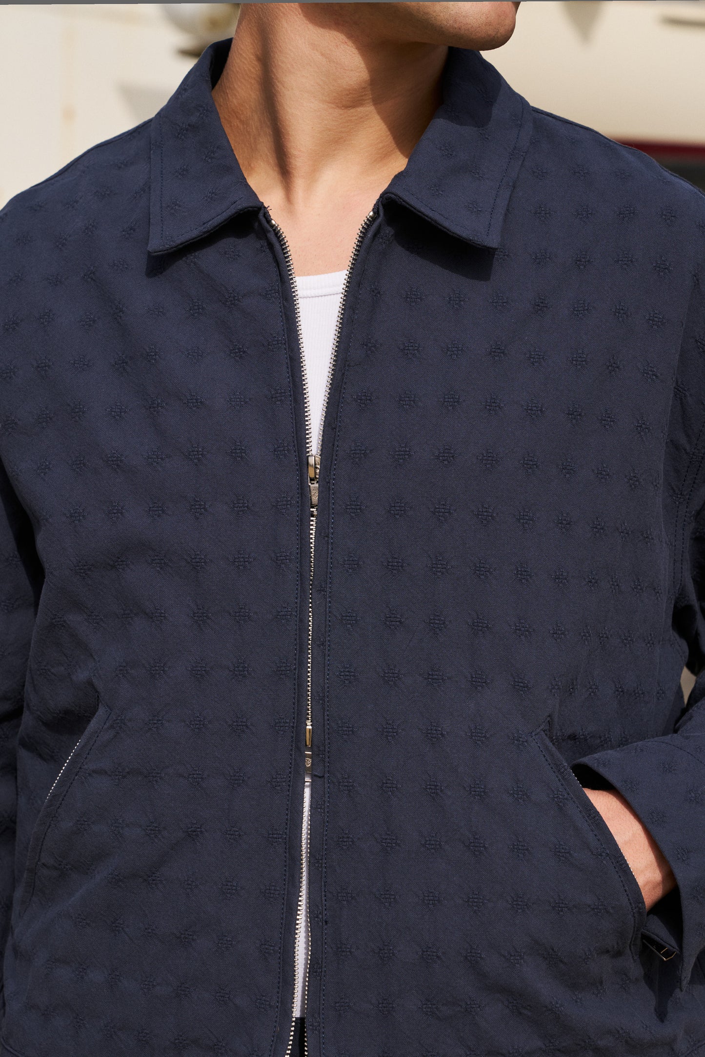 EMBROIDERED RIBIERA JACKET - NAVY