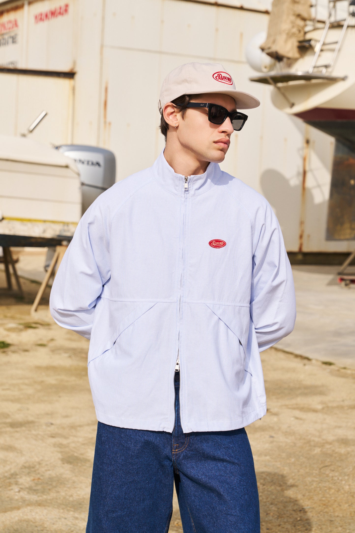 RETRO EMBROIDERED 5 PANEL CAP - BONE