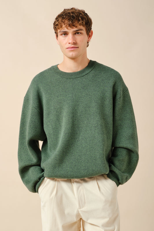 OGDEN MARL KNIT SWEATER - FOREST