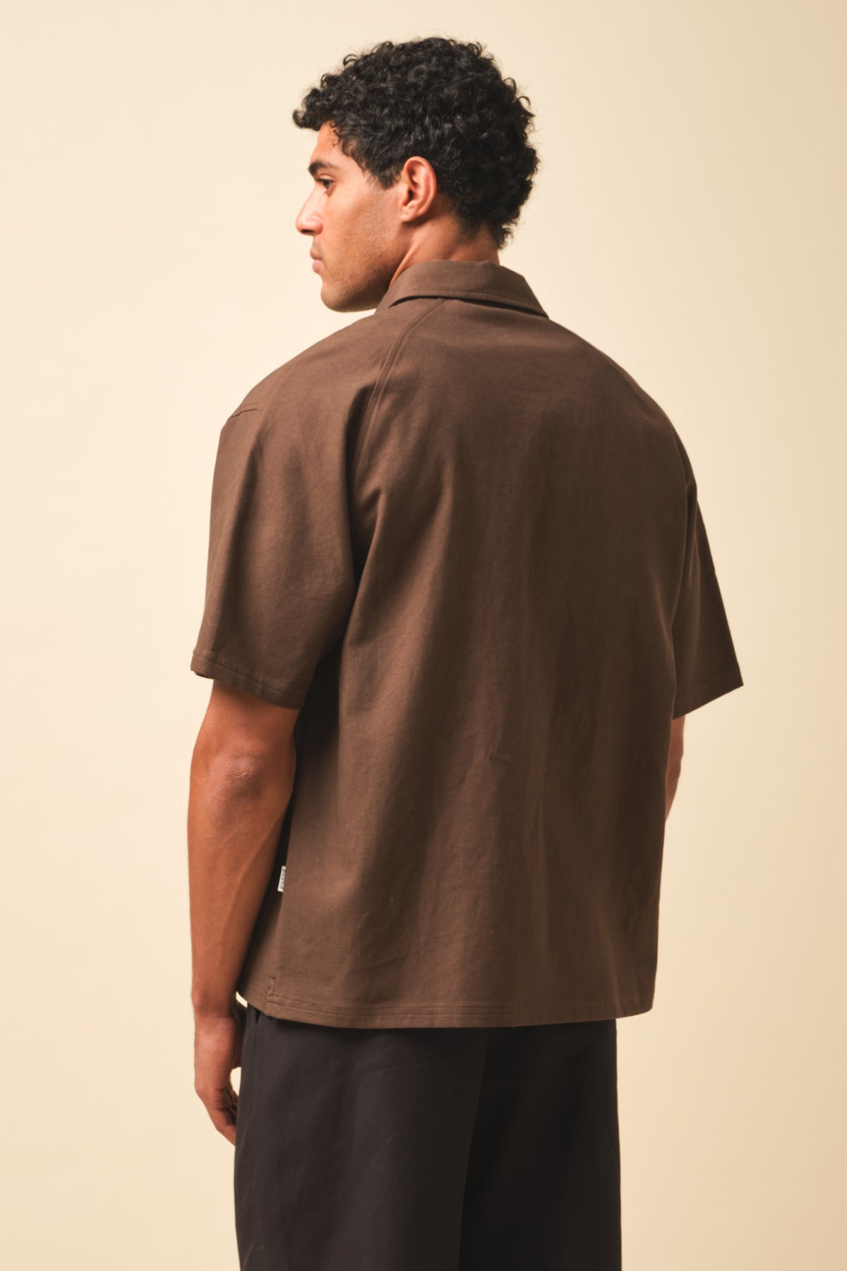 STAMP RAGLAN CANVAS SHIRT - BROWN