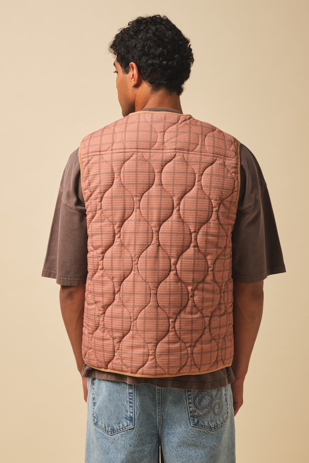 ROBBEN CHECK VINTAGE PADDED GILET- RUST