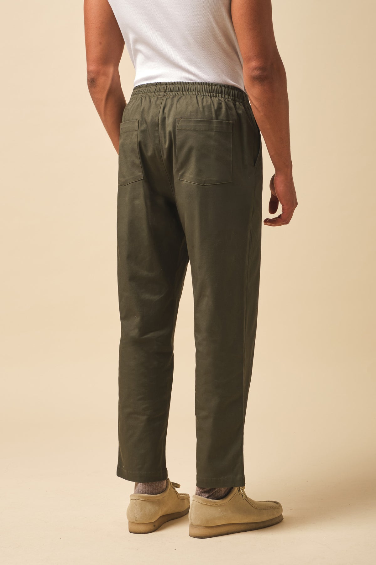 WILLIAM EVERYDAY COTTON TROUSERS - OLIVE GREEN