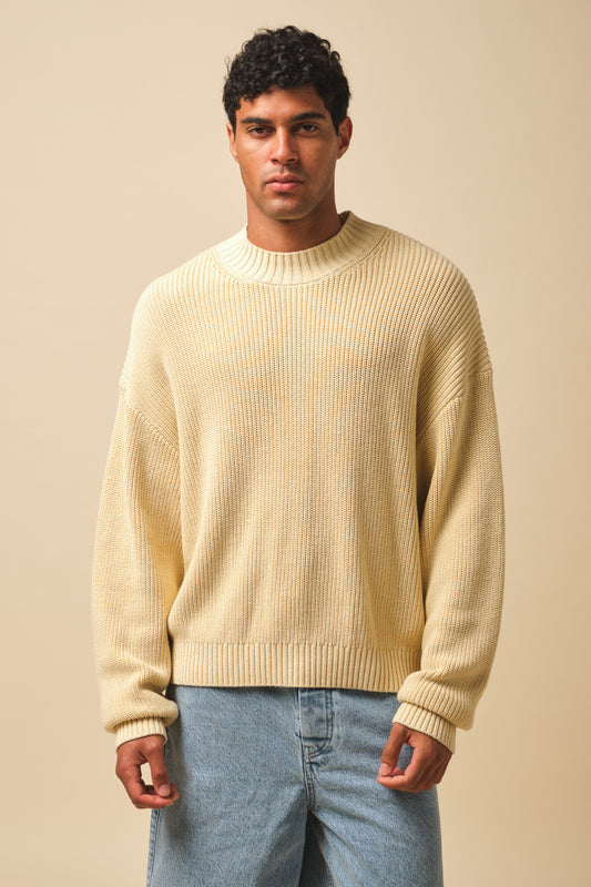 RIBBED CROPPED KNIT - WASHED BUTTER