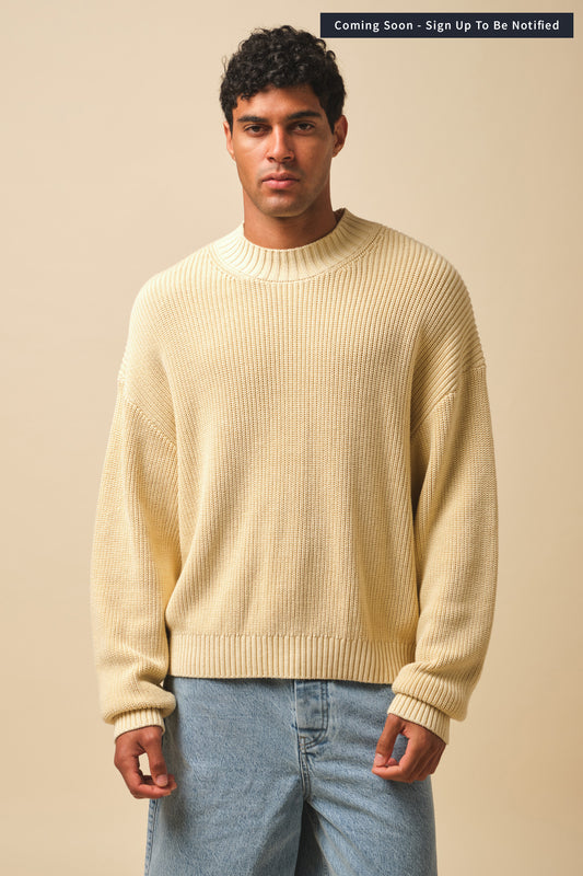 RIBBED CROPPED KNIT - WASHED BUTTER
