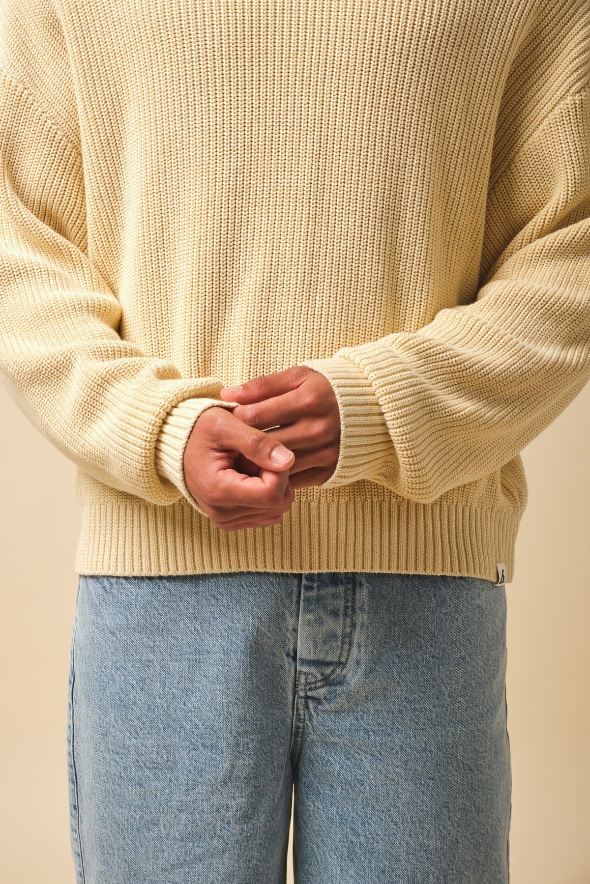 RIBBED CROPPED KNIT - WASHED BUTTER