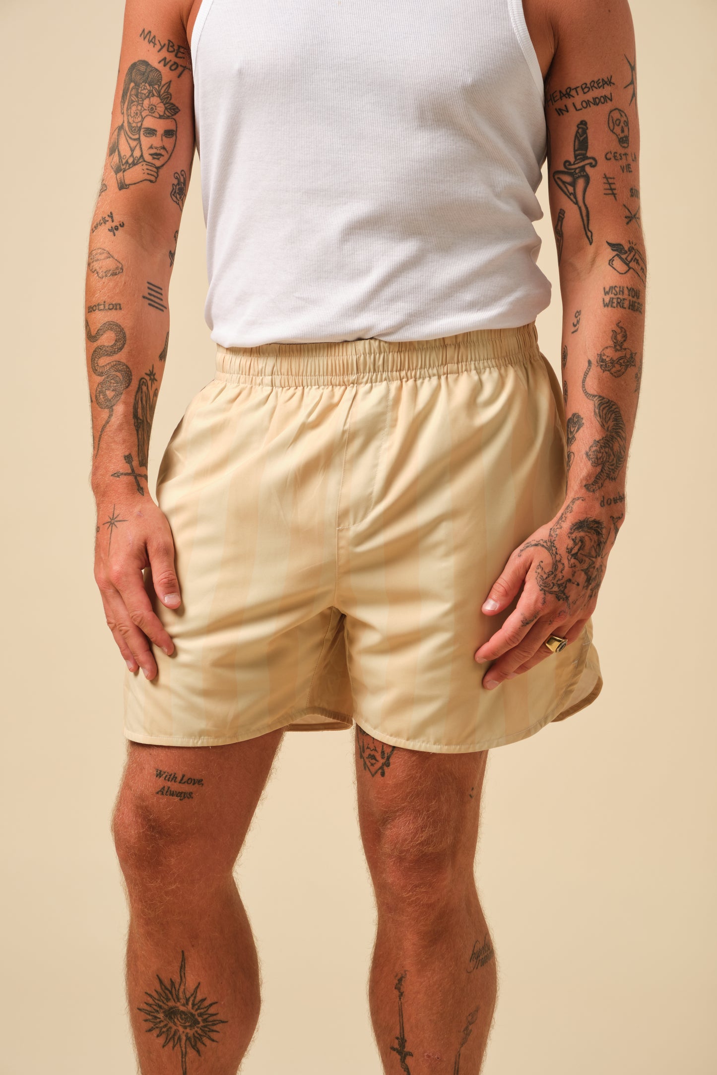 FREDDIE STRIPE RETRO SWIM SHORT - YELLOW
