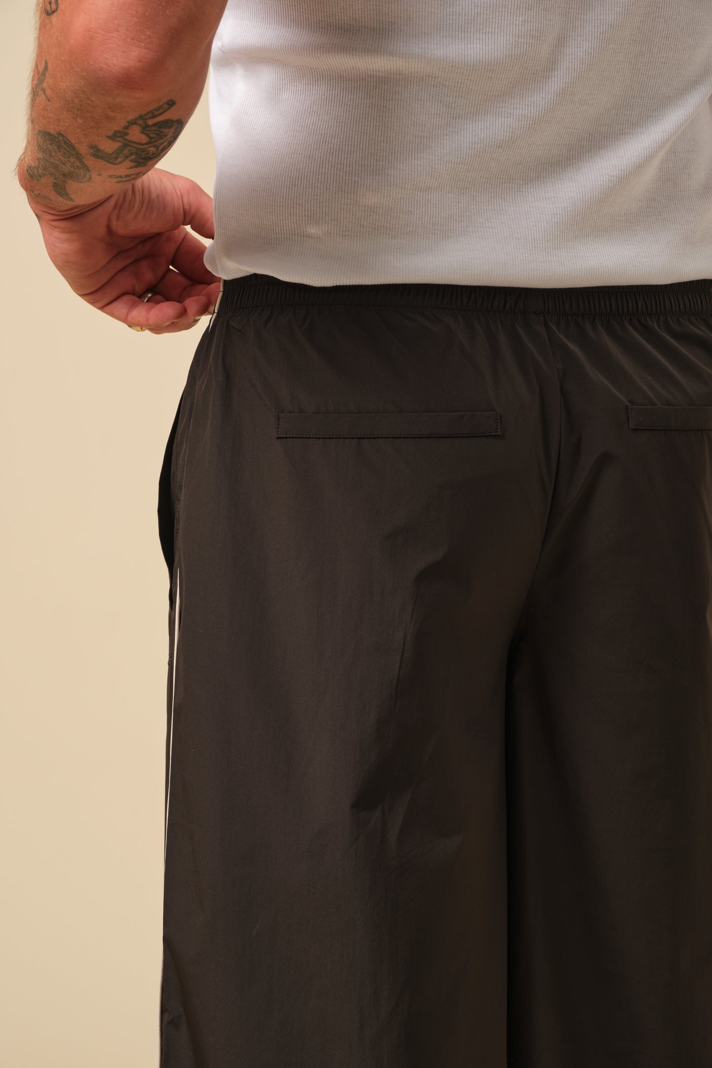 FREDDIE SATIN SUPER WIDE LEG TRACK PANT