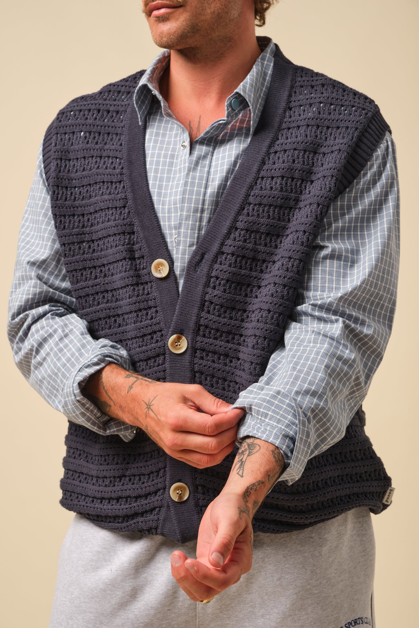 FREDDIE CROCHET KNIT VEST