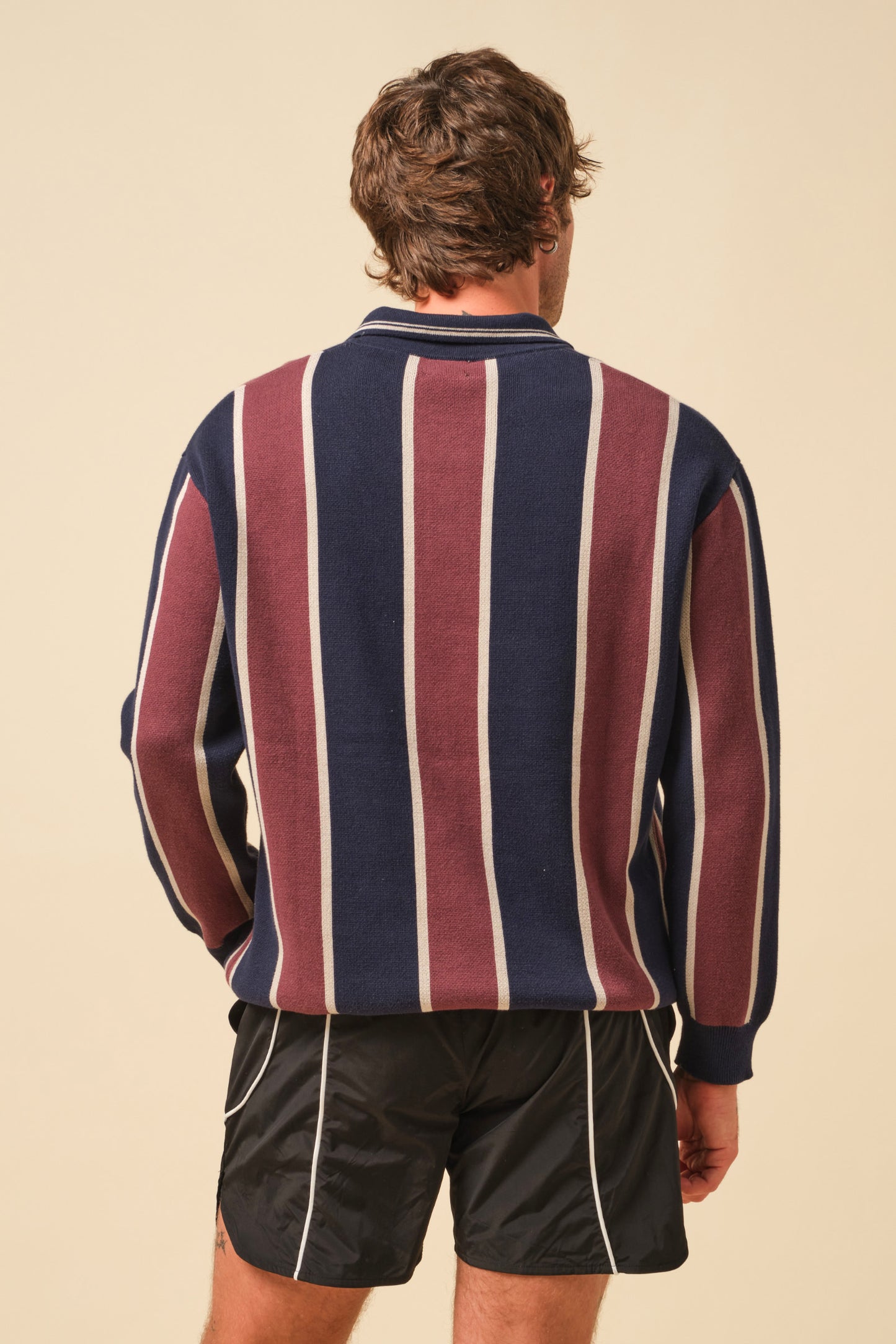 FREDDIE RETRO MARINE STRIPE KNIT LS POLO