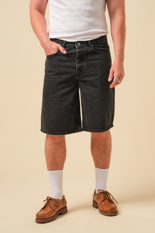 SIGNATURE DENIM JORTS - WASHED BLACK