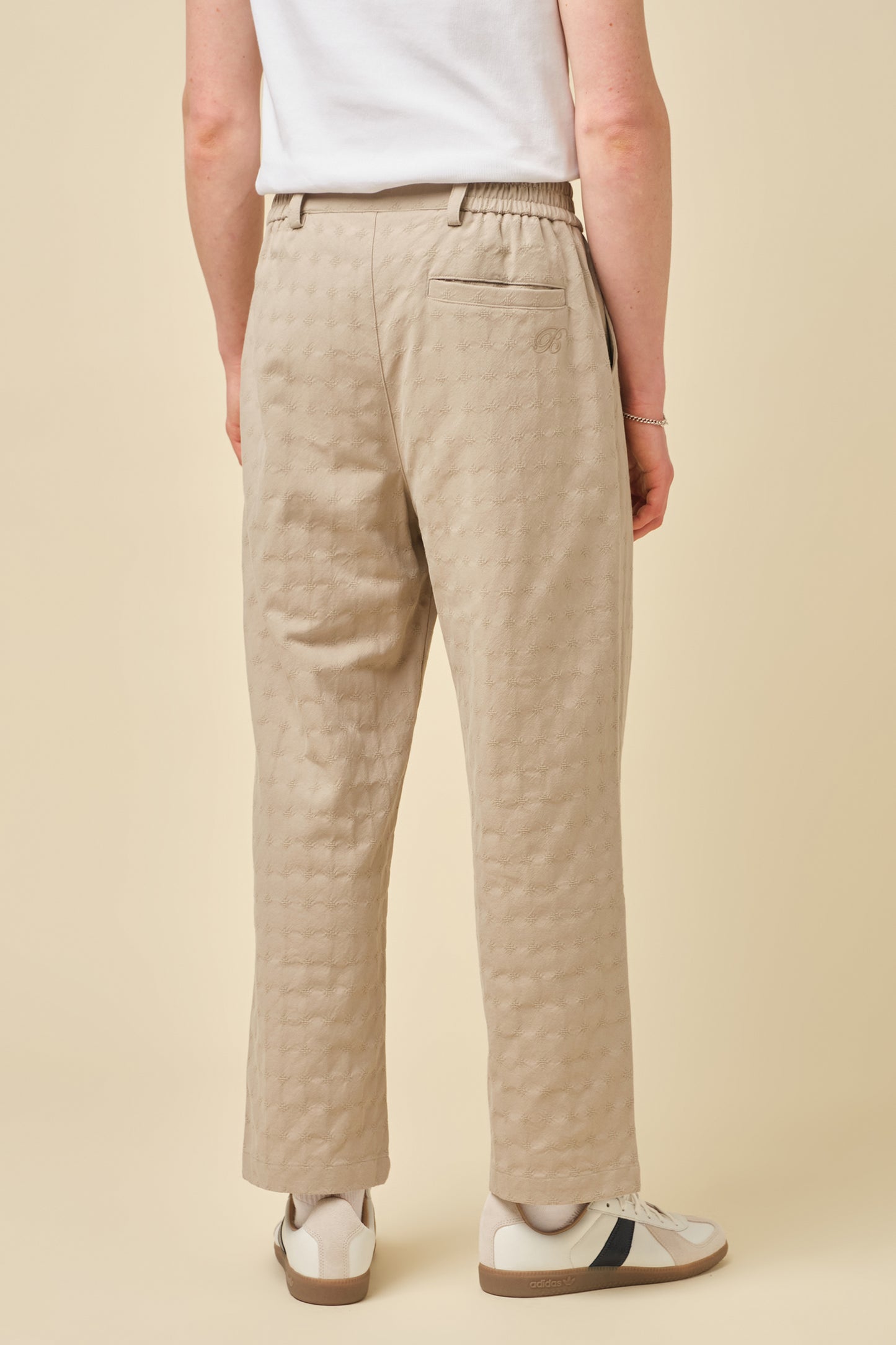 EMBROIDERED RIBIERA TROUSERS - STONE