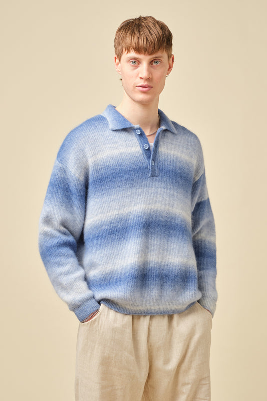 OCEAN GRADIENT ALPACA KNIT LONGSLEEVE POLO
