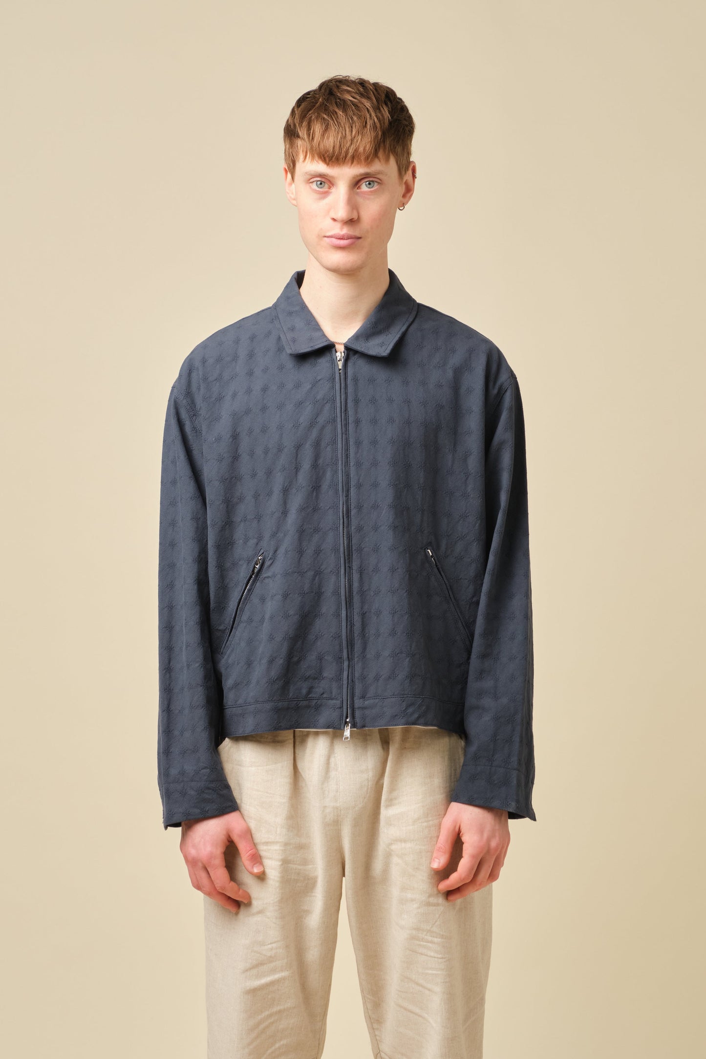 EMBROIDERED RIBIERA JACKET - NAVY