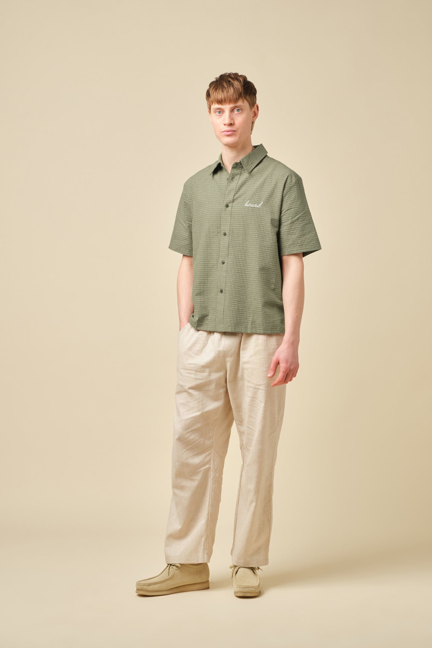 GINGHAM CROPPED SHIRT - OLIVE