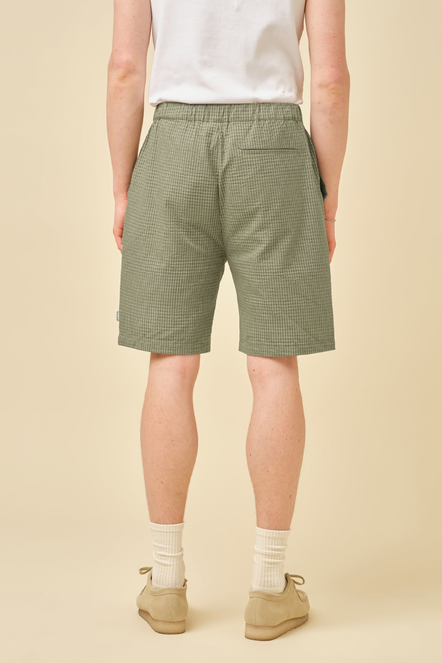 GINGHAM COTTON SHORTS - OLIVE