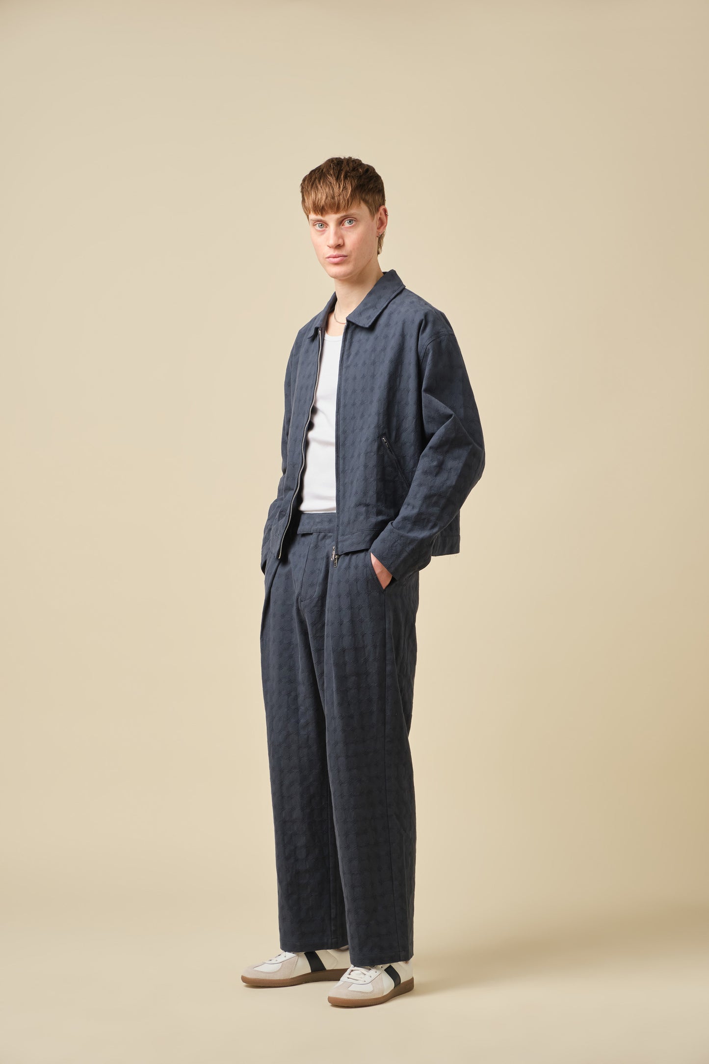 EMBROIDERED RIBIERA TROUSERS - NAVY