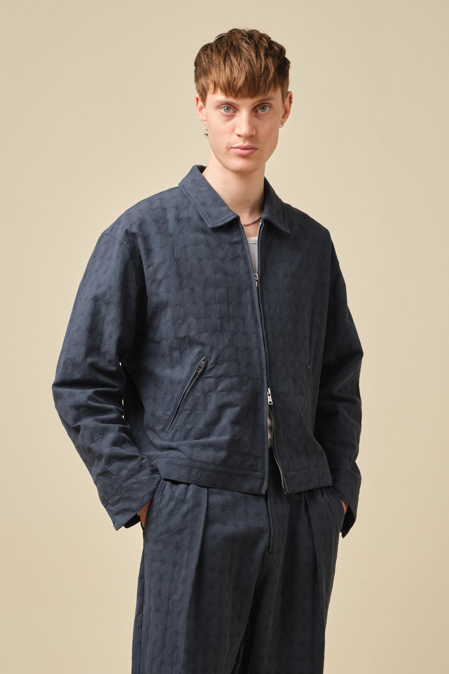 EMBROIDERED RIBIERA JACKET - NAVY