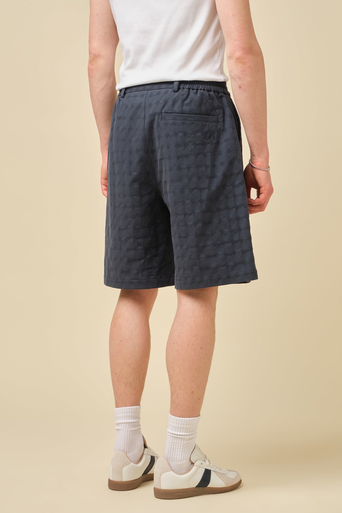 EMBROIDERED RIBIERA SHORTS - NAVY