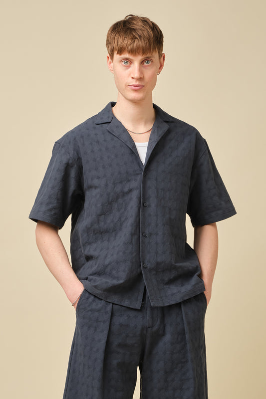 EMBROIDERED RIBIERA SHIRT - NAVY