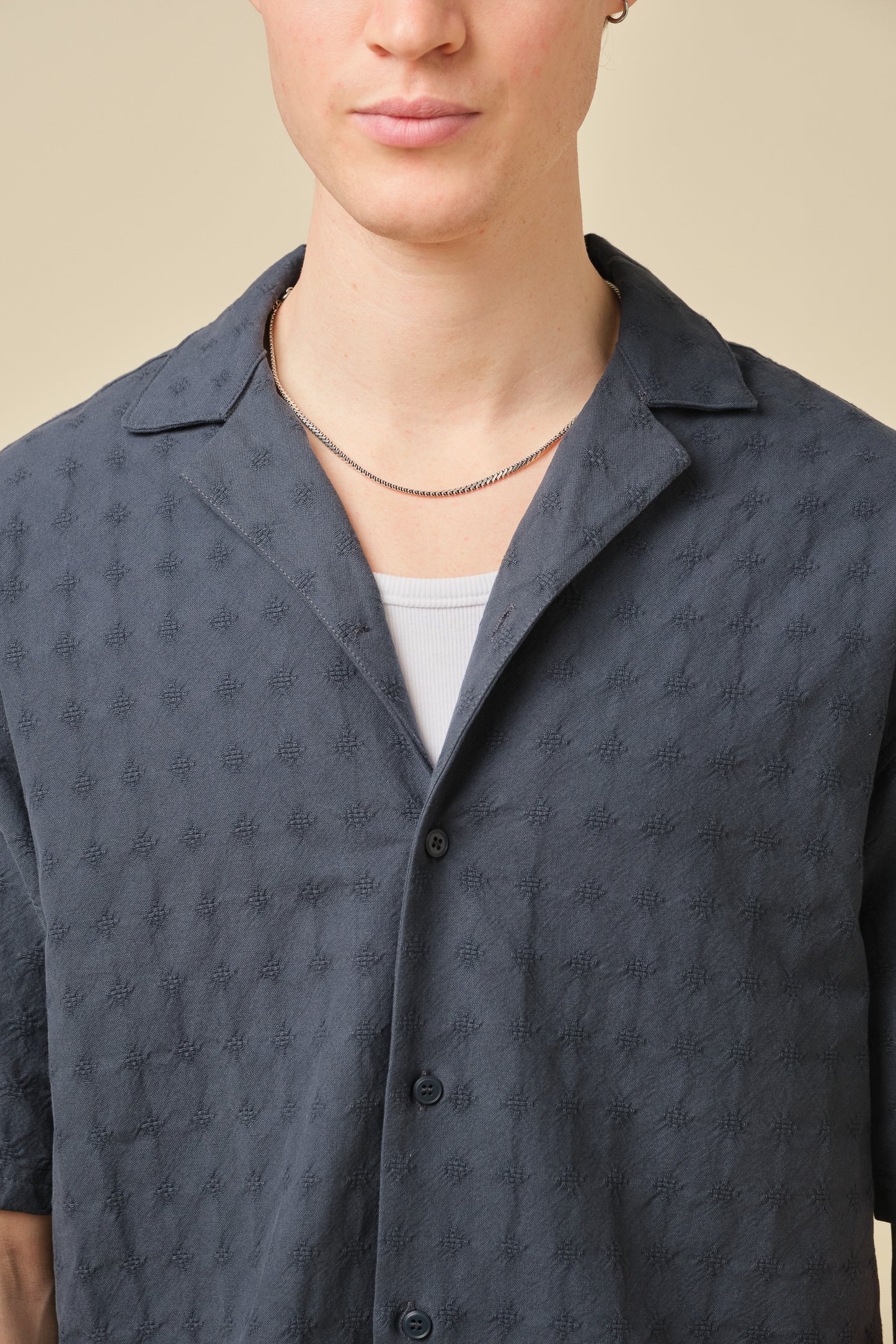 EMBROIDERED RIBIERA SHIRT - NAVY