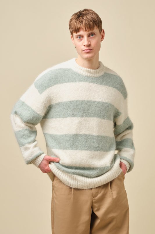 STRIPE ALPACA FLUFFY KNIT - MENTHE