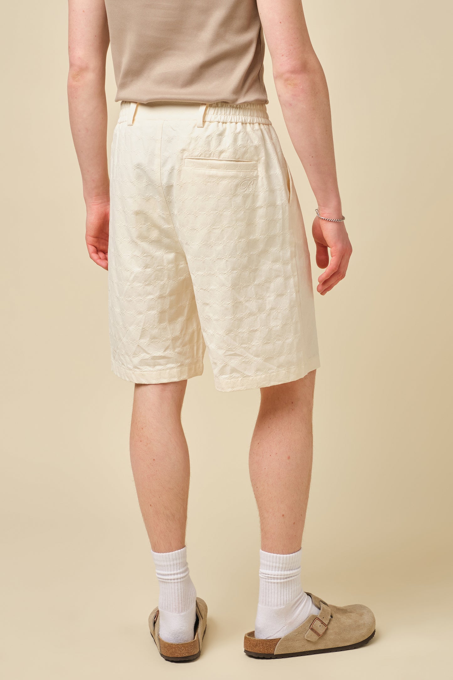 EMBROIDERED RIBIERA SHORTS - CREAM