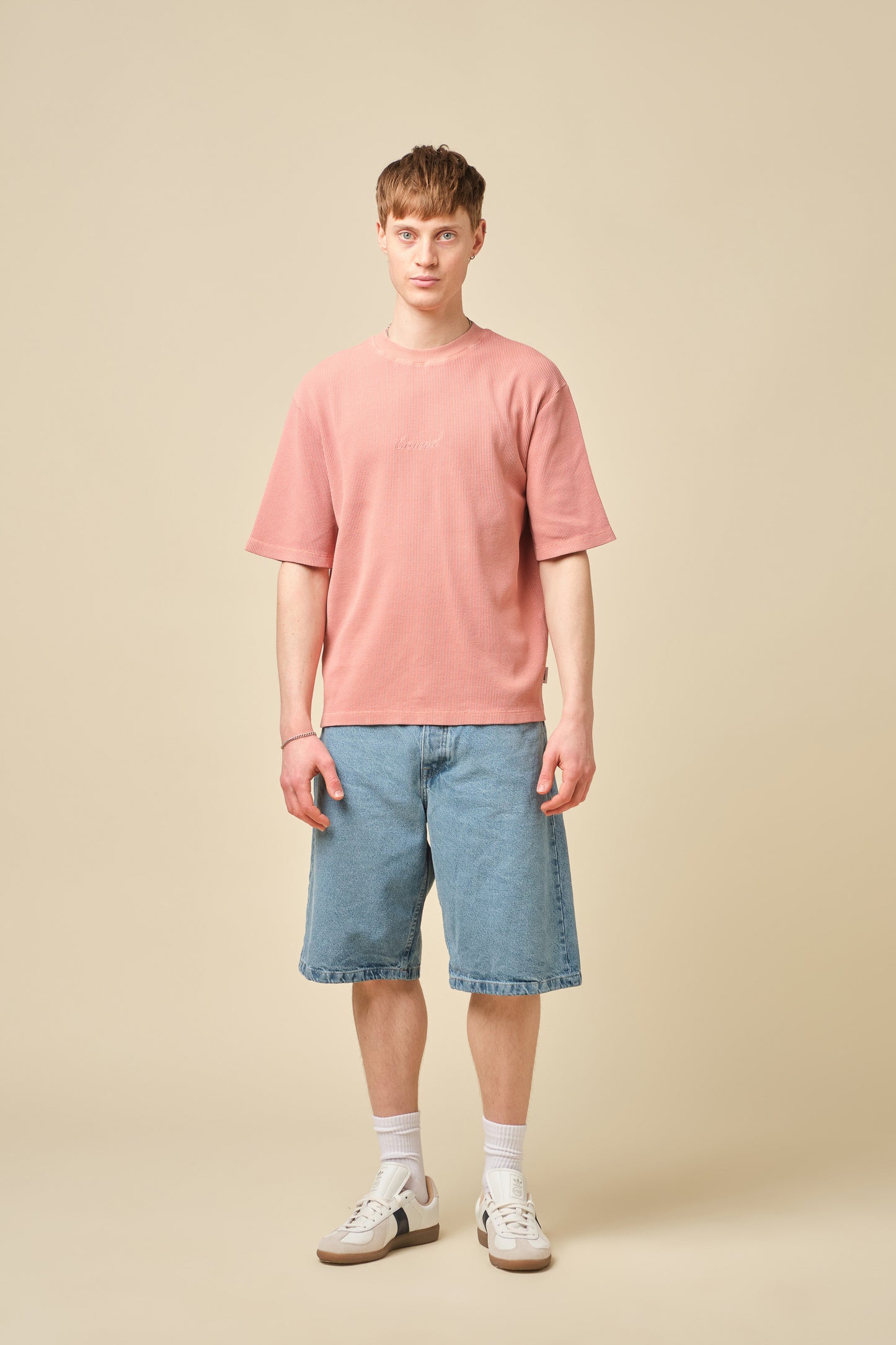 VINTAGE WASHED WAFFLE TEE - PINK