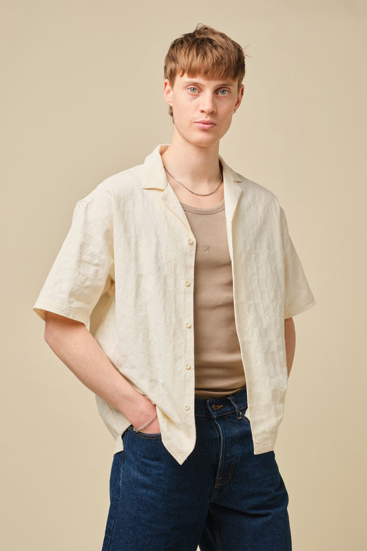 EMBROIDERED RIBIERA SHIRT - CREAM