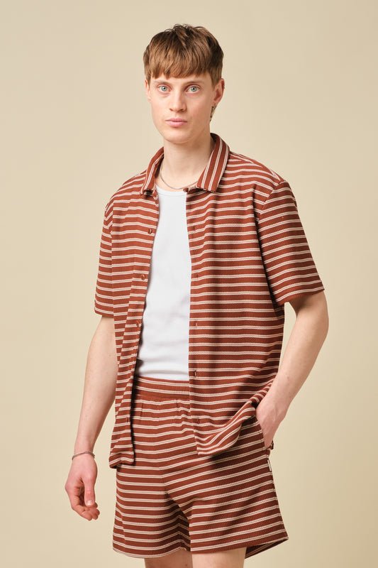 STRIPE JACQUARD RUST SHIRT