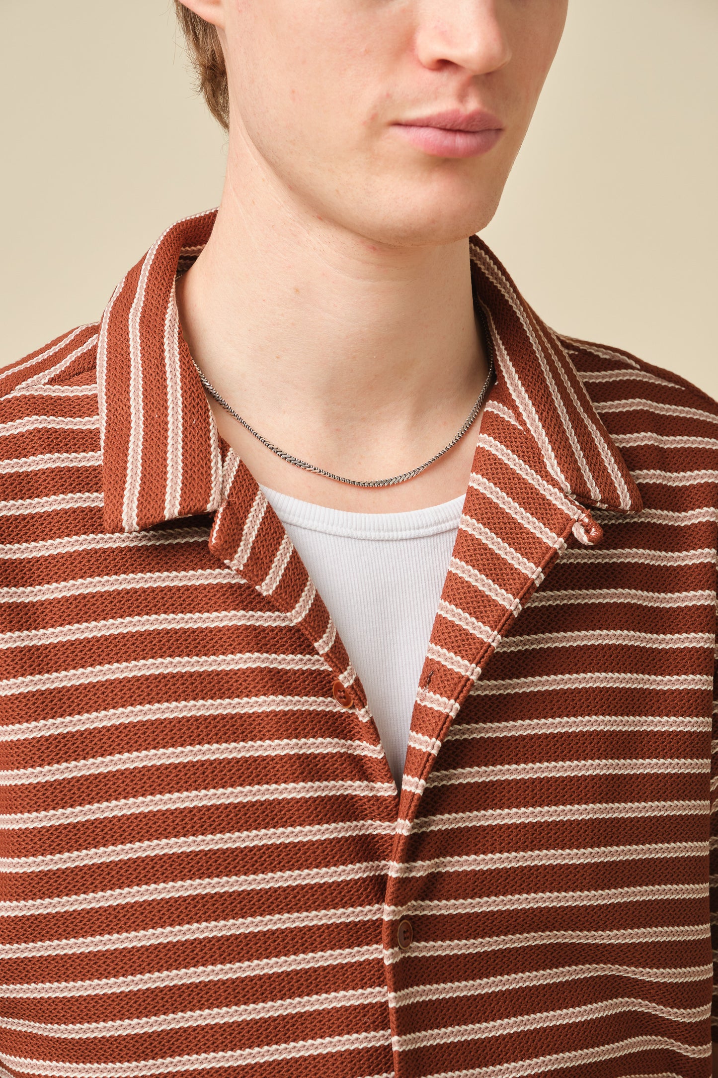 STRIPE JACQUARD RUST SHIRT