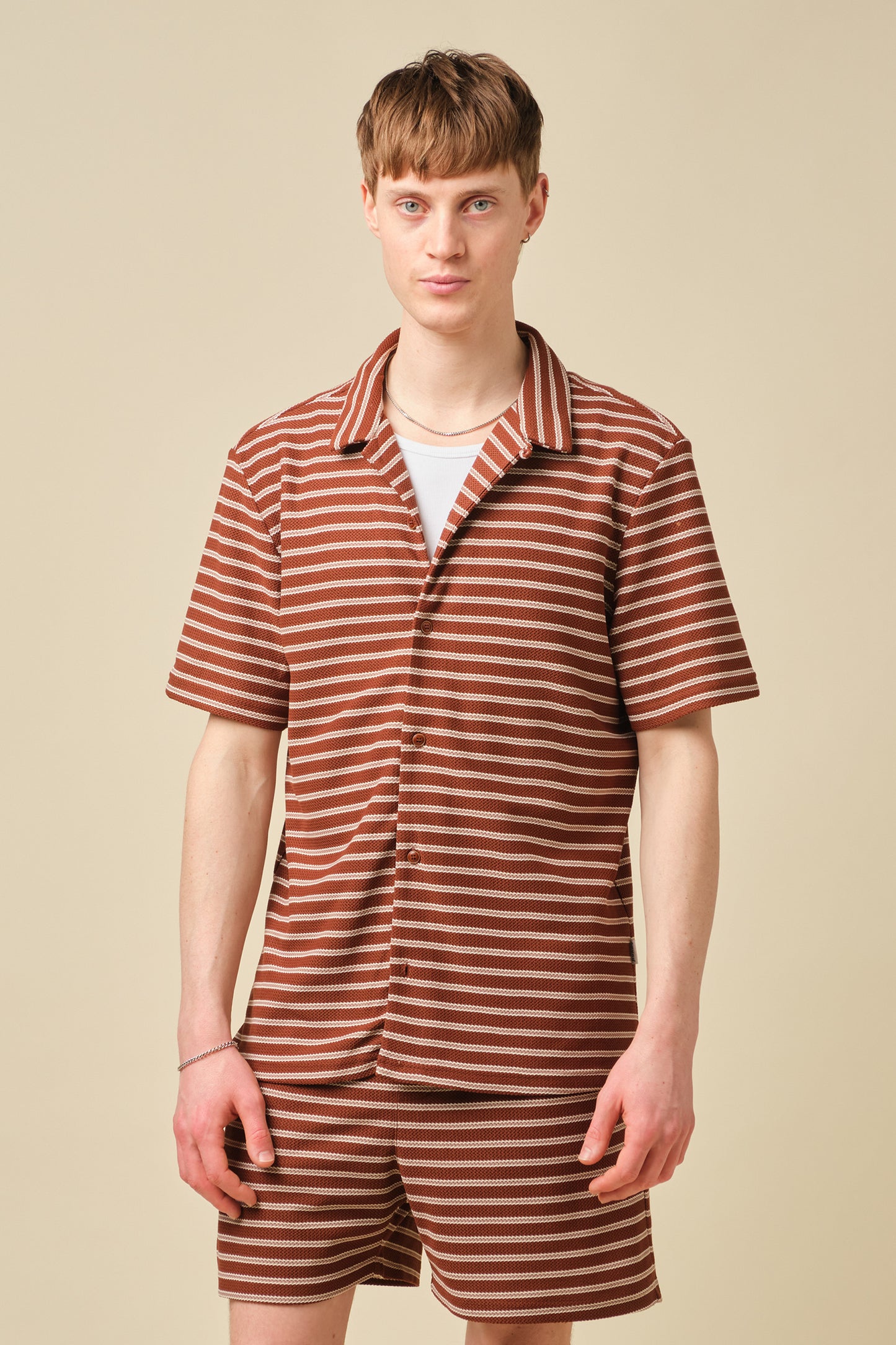 STRIPE JACQUARD RUST SHIRT