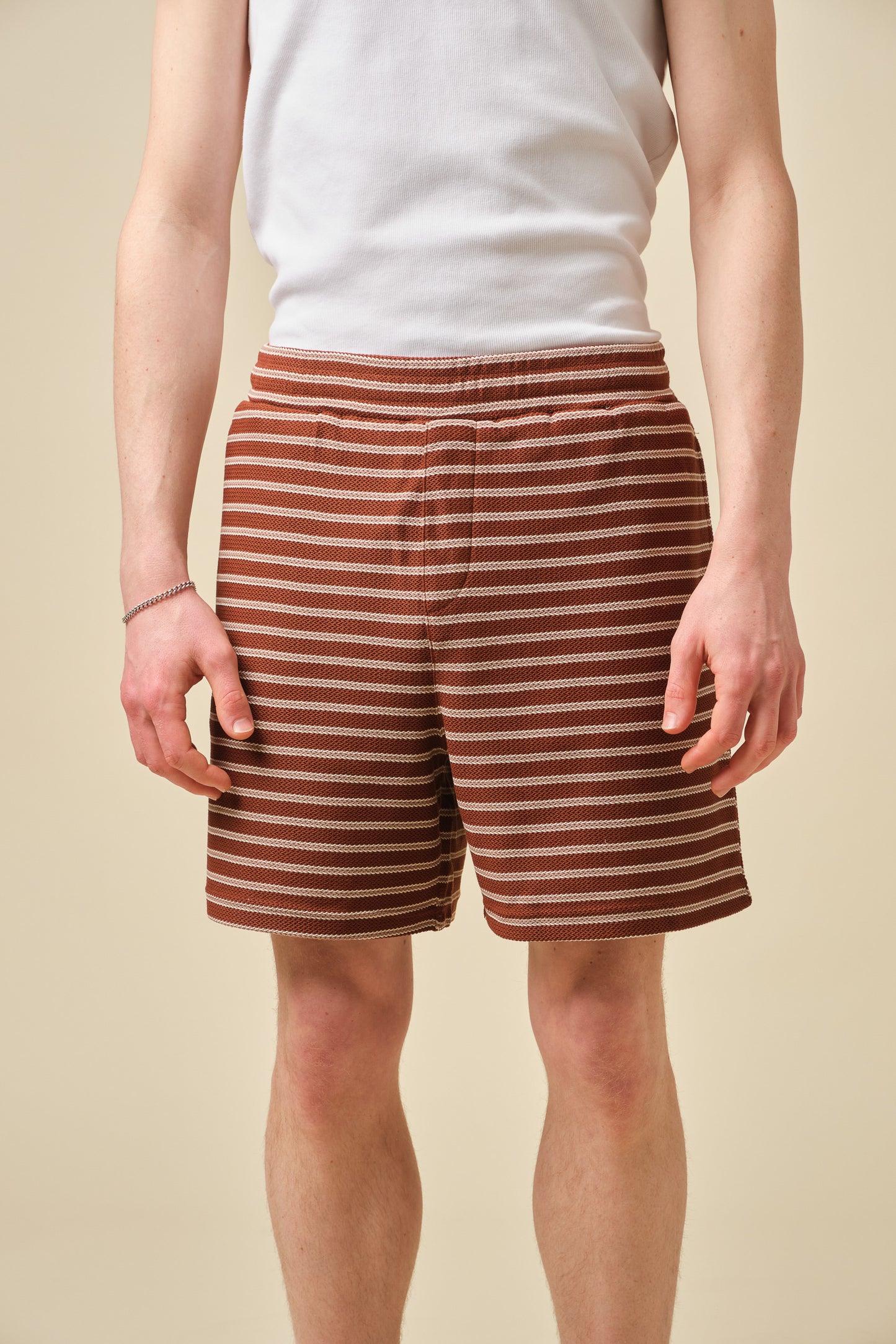 STRIPE JACQUARD RUST SHORTS