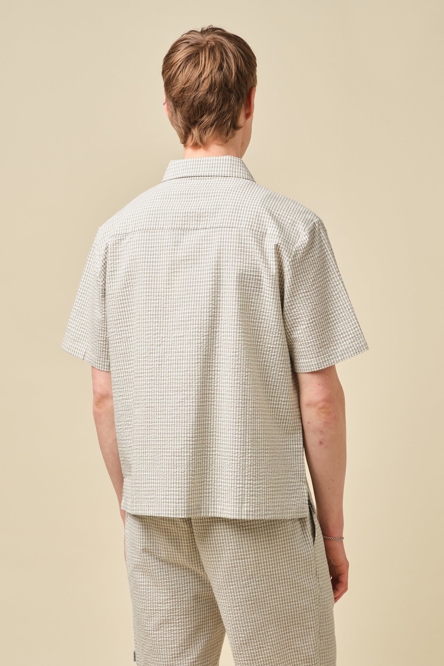 GINGHAM CROPPED SHIRT - ECRU