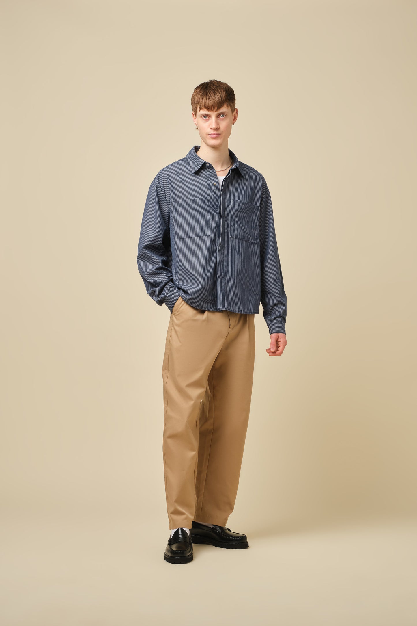 LORDELO STRIPE LONGSLEEVE SHIRT - NAVY