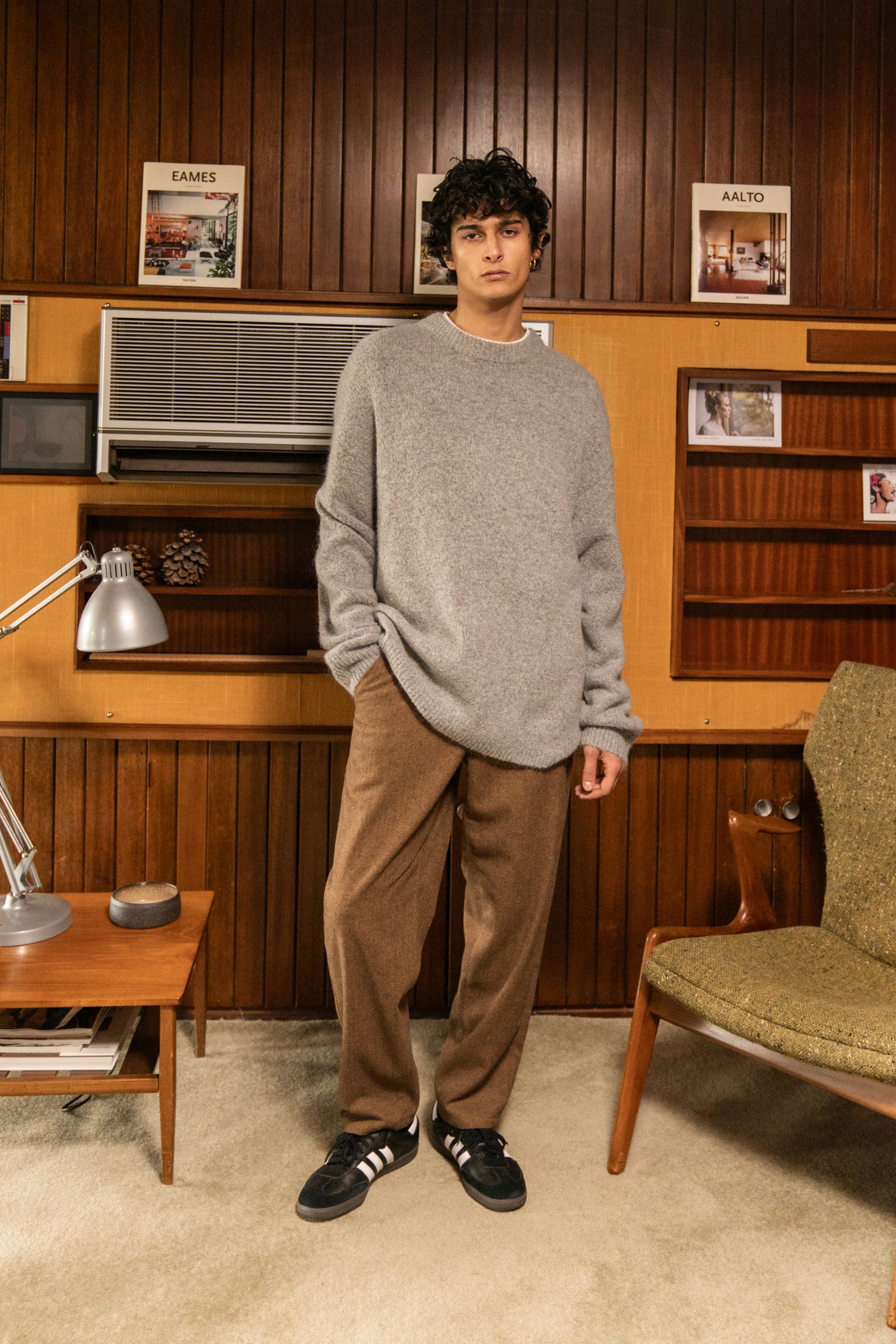 BAXTER MOHAIR BLEND SWEATER - GREY