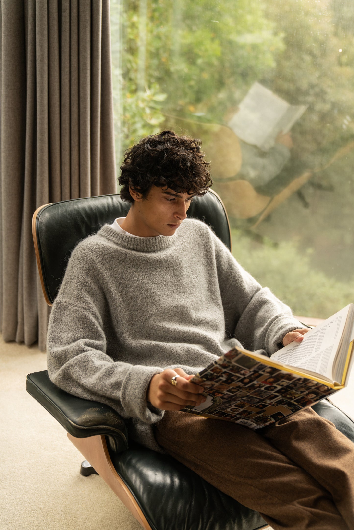 BAXTER MOHAIR BLEND SWEATER - GREY
