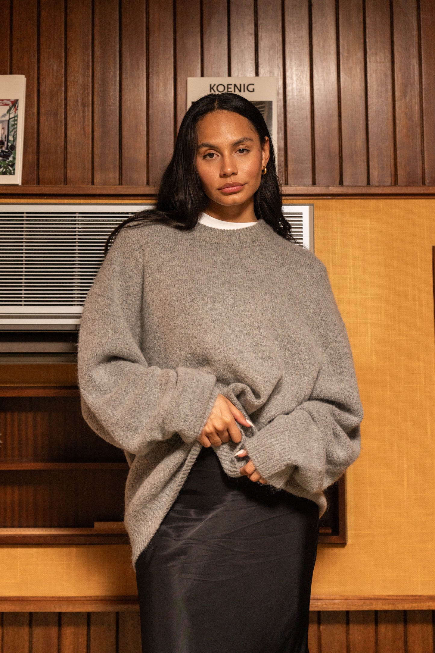 BAXTER MOHAIR BLEND SWEATER - GREY