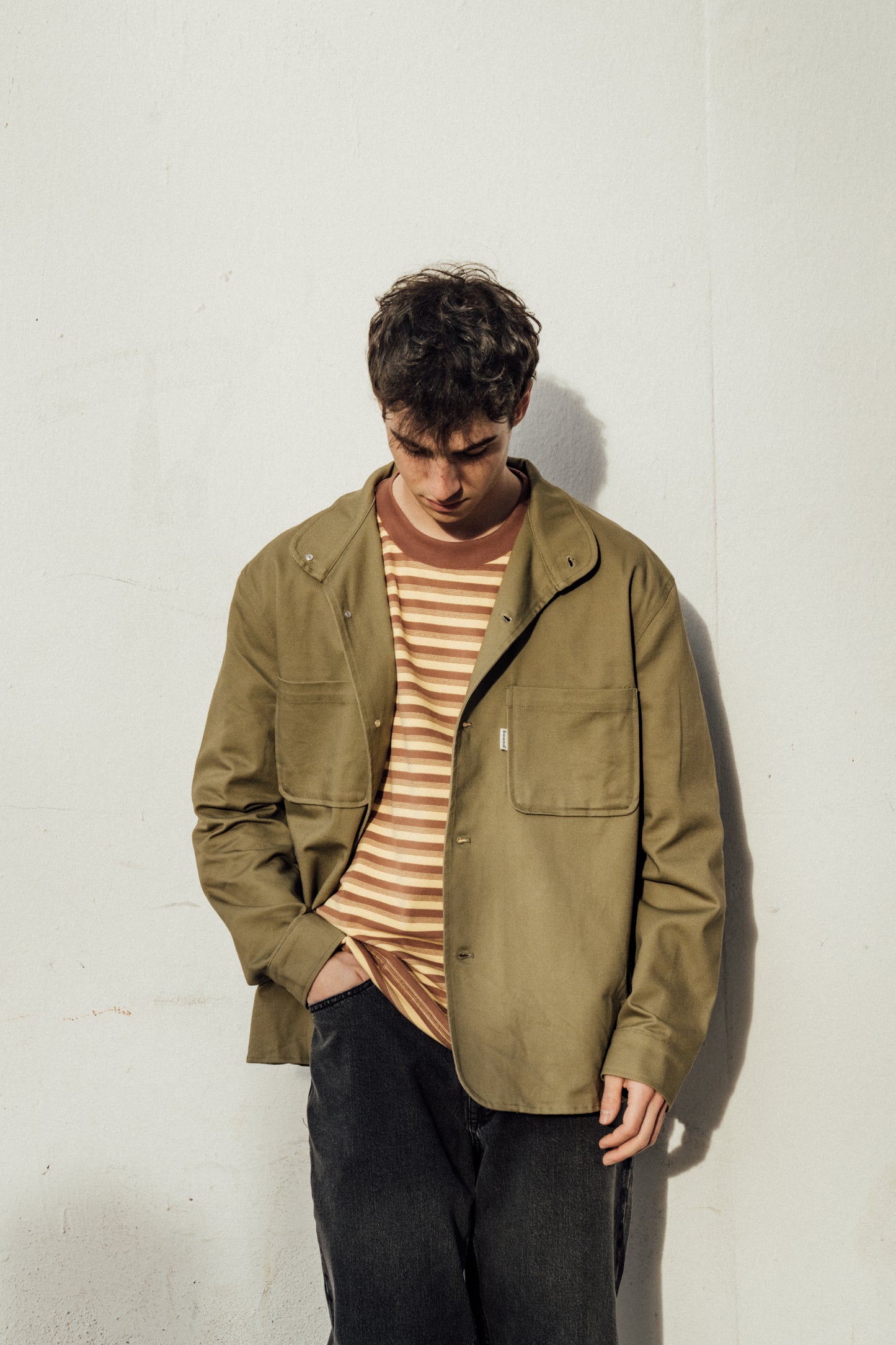 PEACHED STRIPE TEE - BROWN & YELLOW