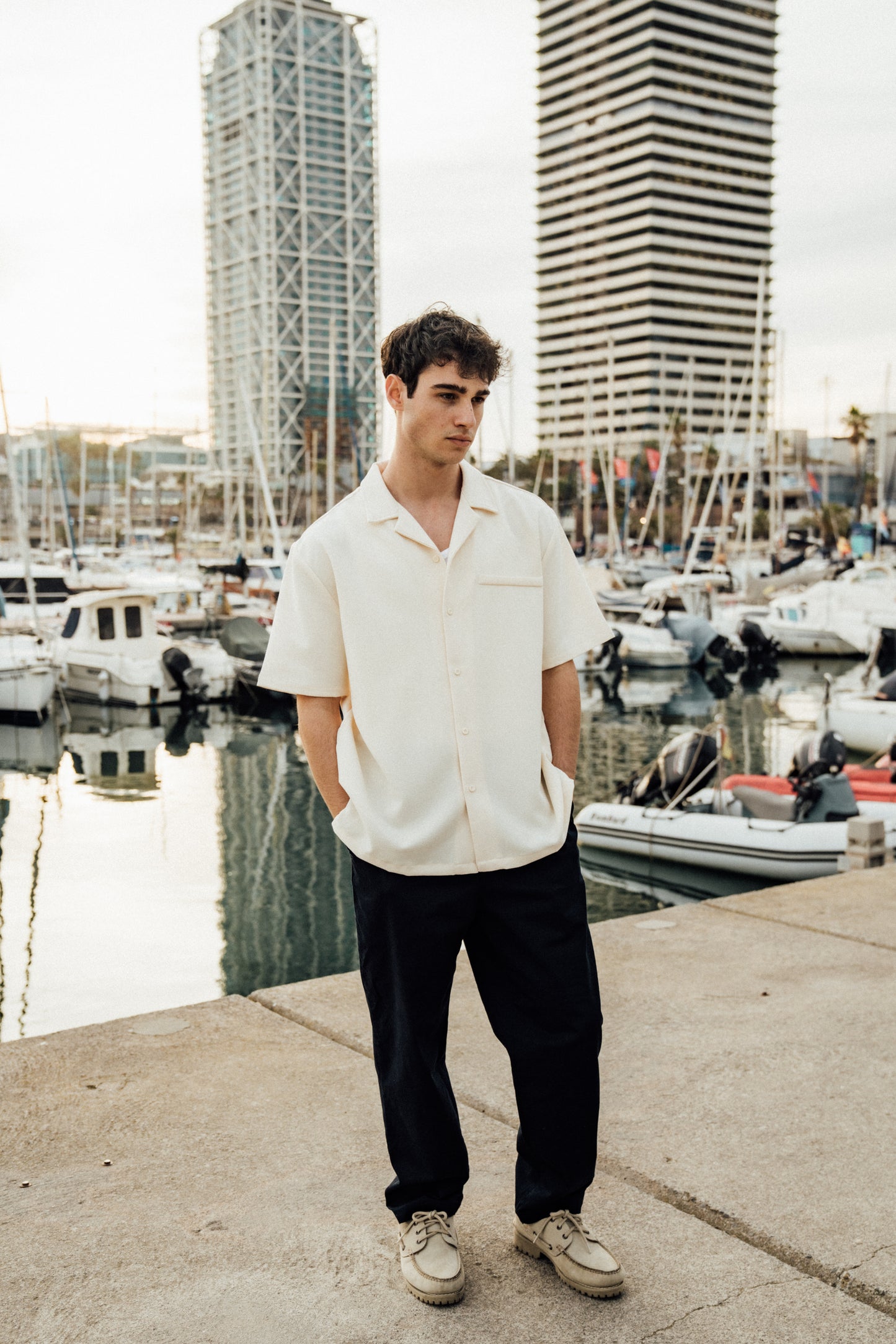 HEAVY CUBAN TEXTURED SS SHIRT - CREAM