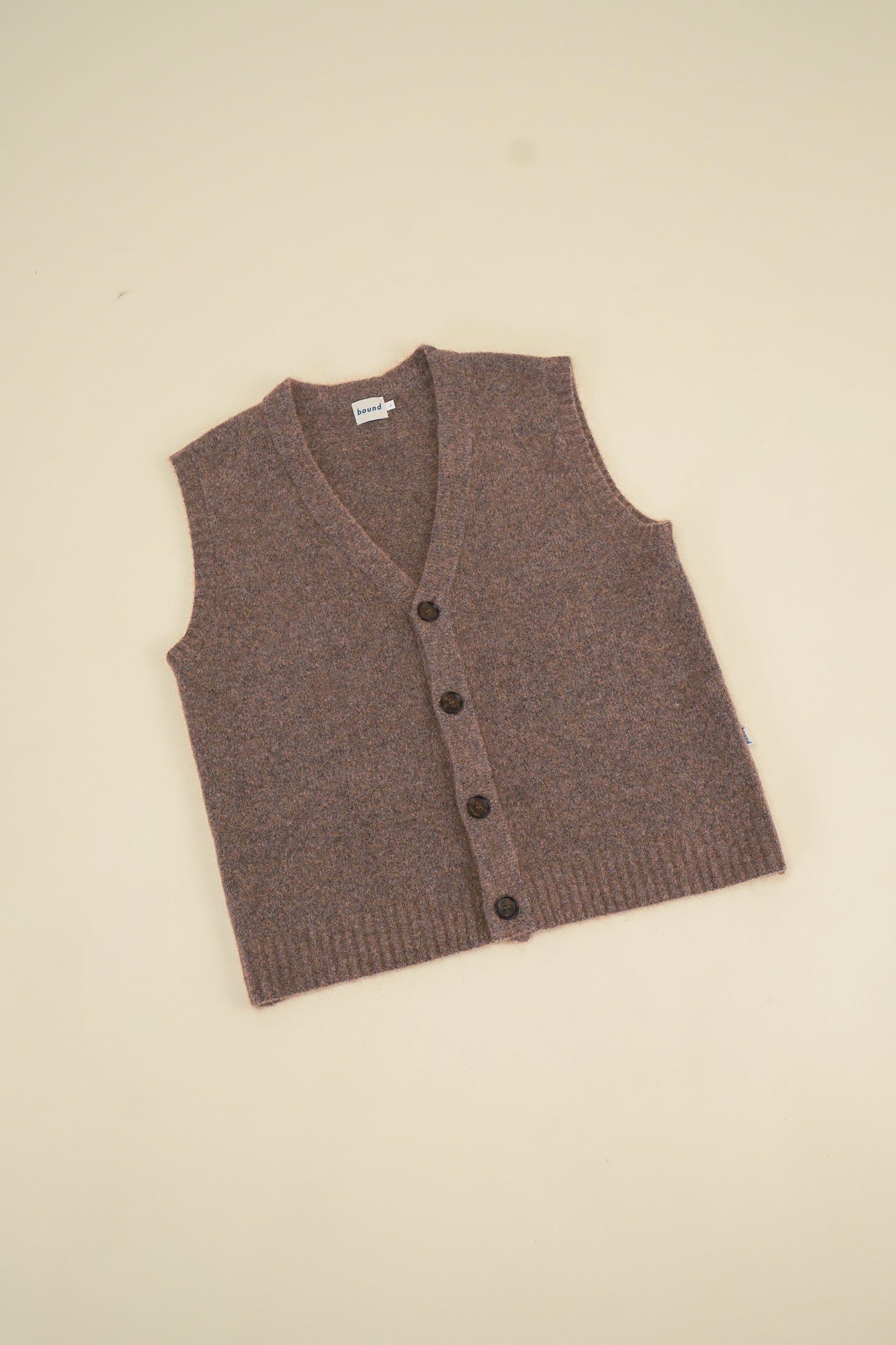 HUDSON MOHAIR CARDIGAN VEST - TAUPE BROWN – bound