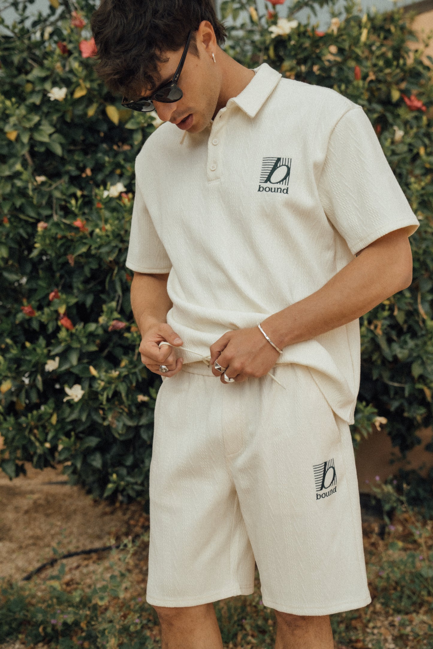 TENNIS CABLE TEXTURE SHORTS - ECRU