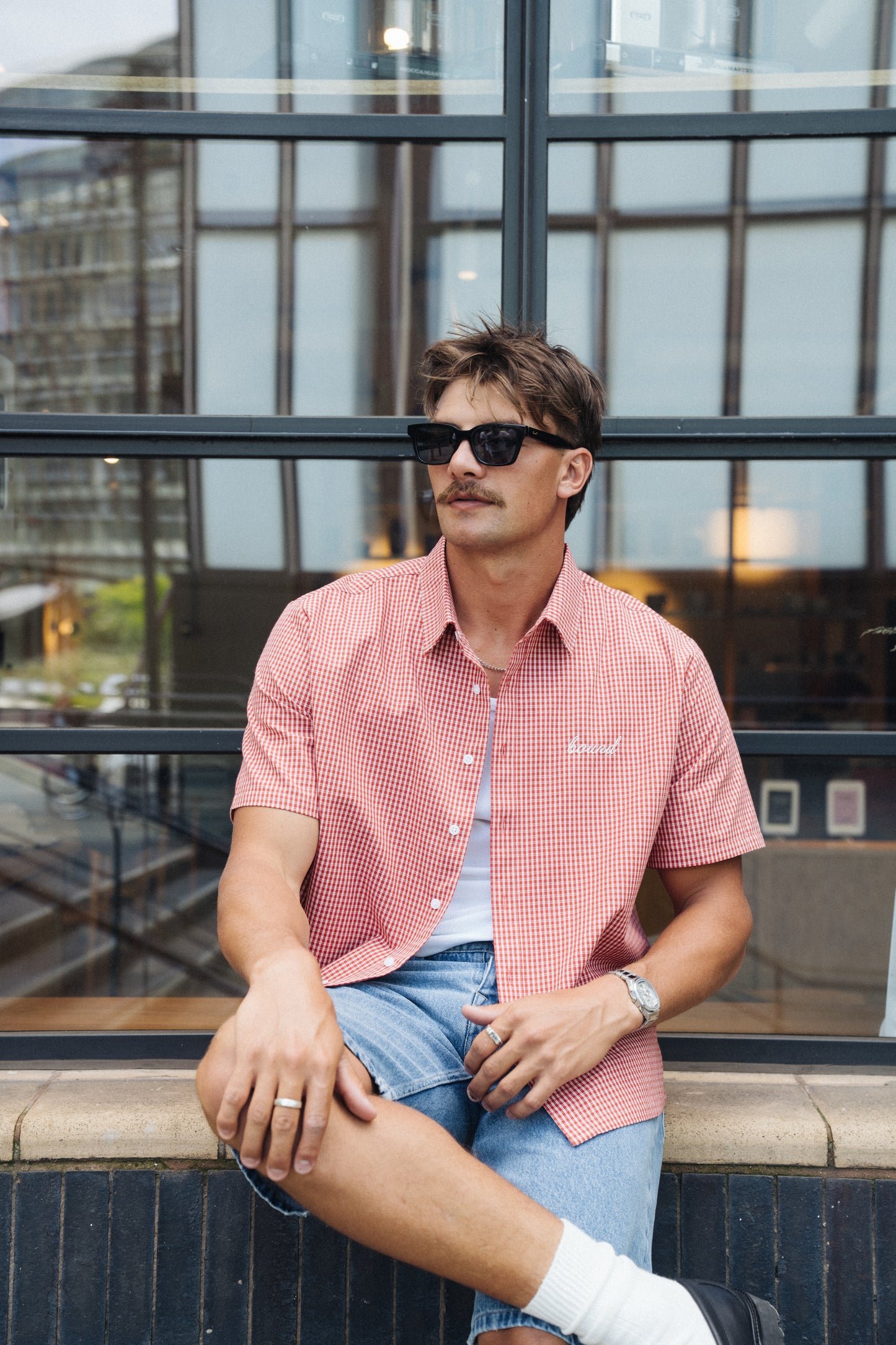 BOTHA CROPPED GINGHAM SHIRT - RED