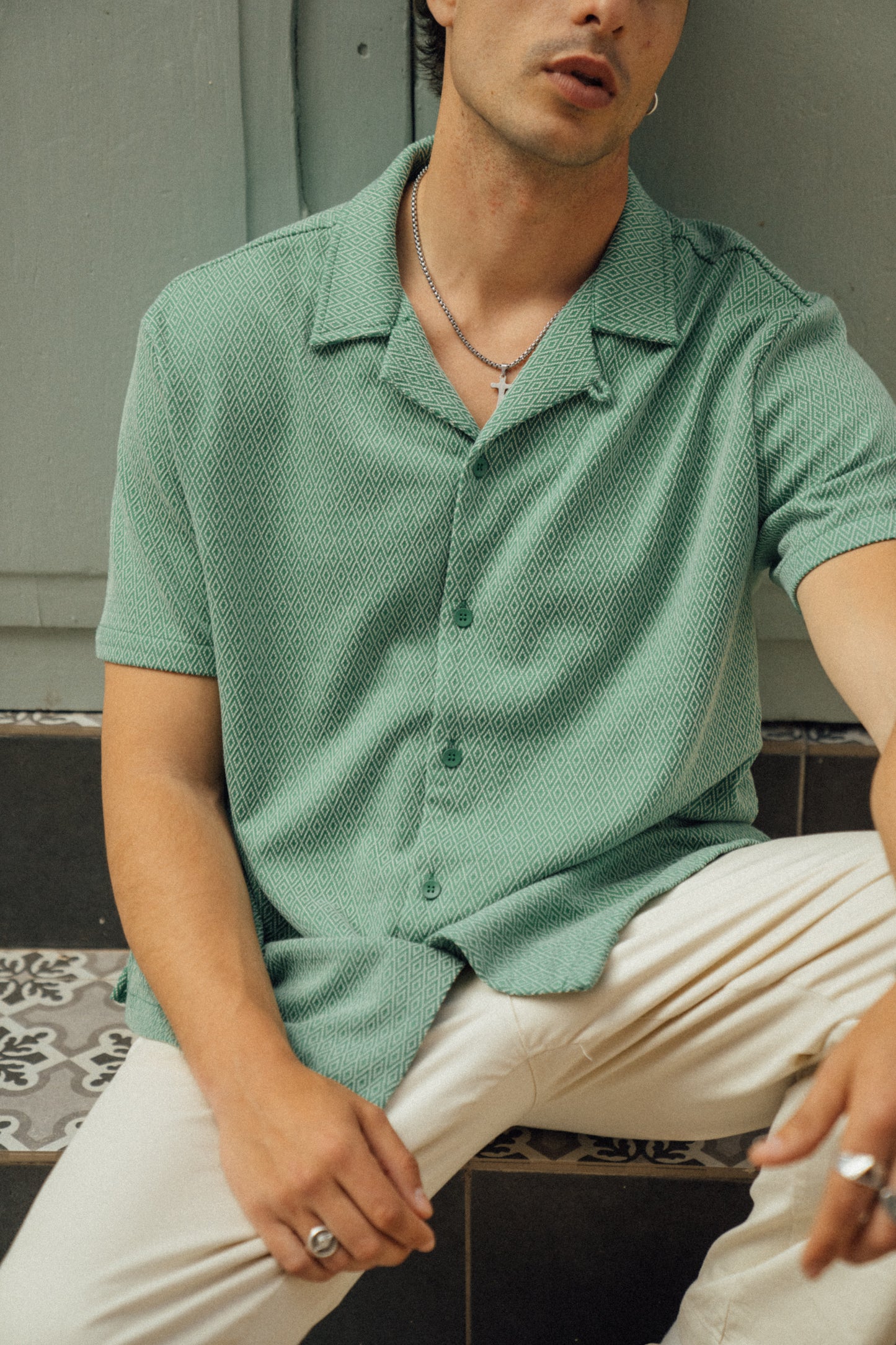KELLY GREEN DIAMOND CUBAN SS SHIRT