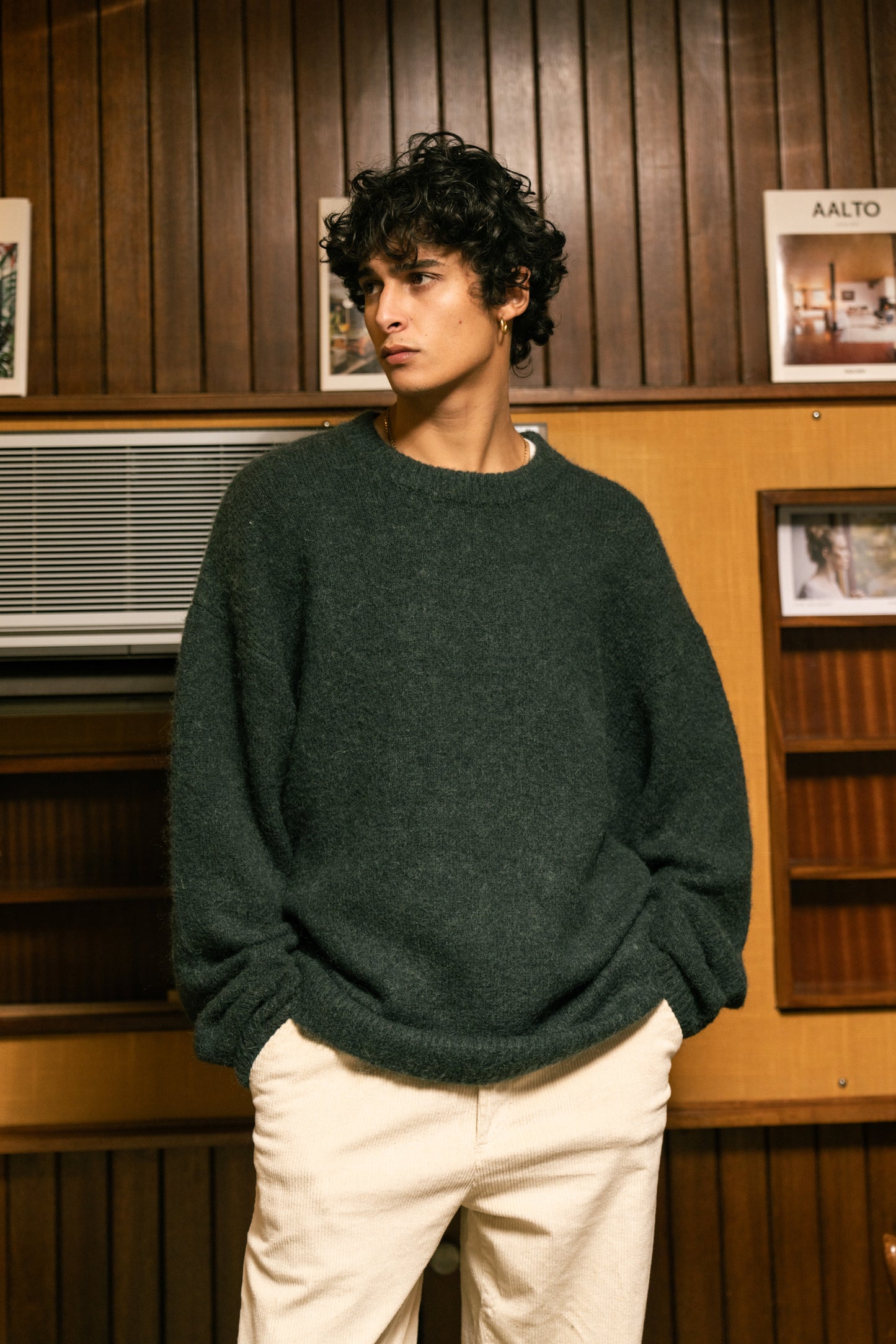 BAXTER MOHAIR BLEND SWEATER - BOTTLE GREEN