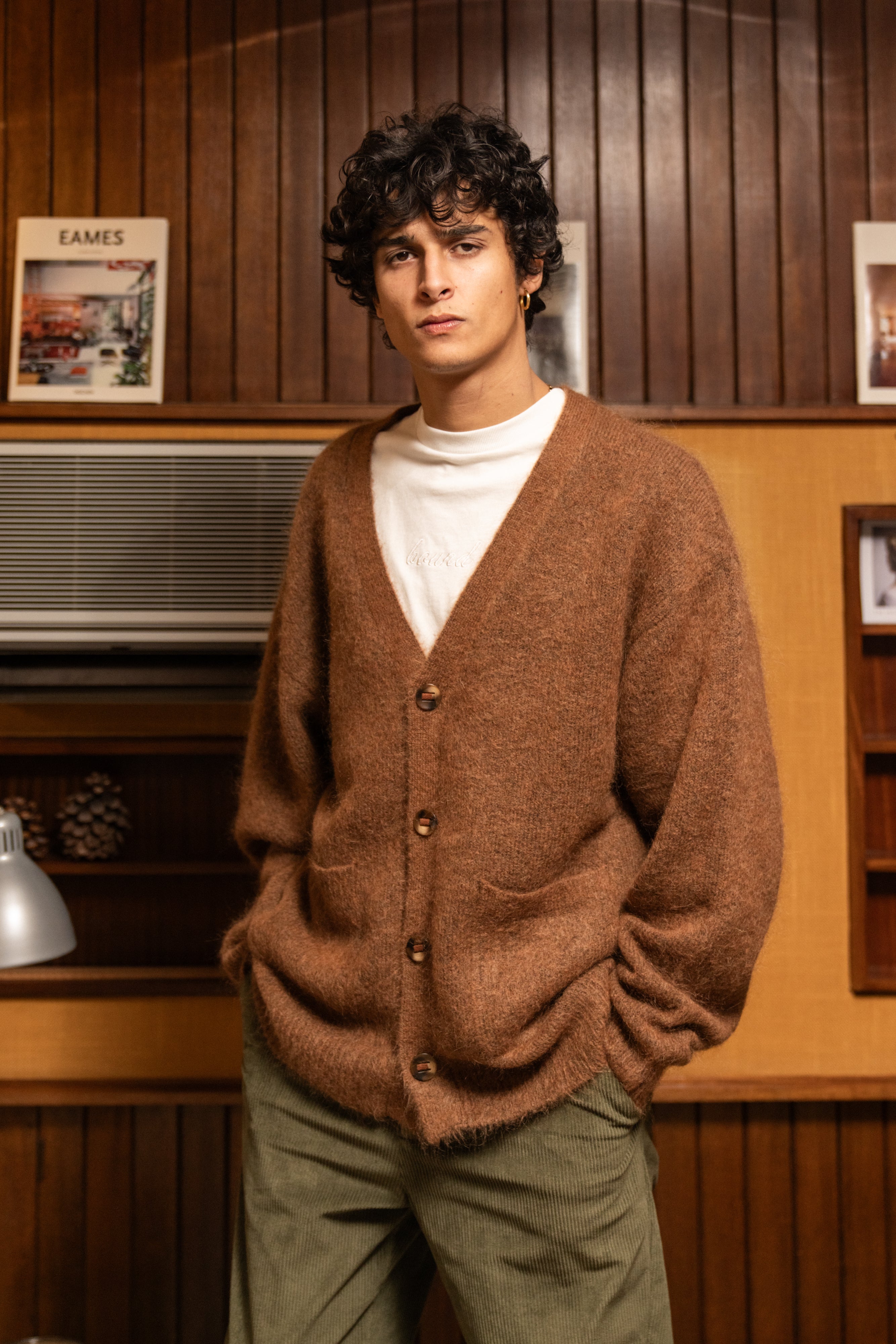 SAWYER MOHAIR CARDIGAN - BROWN – bound